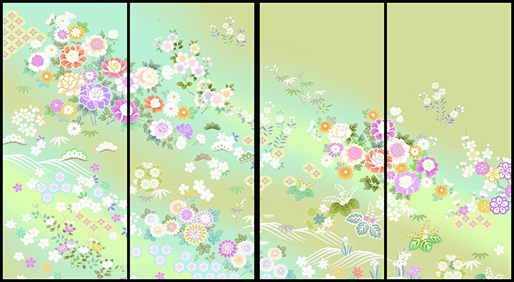 『吉祥四季草花図』